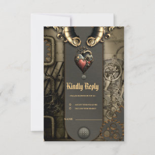 Romanticism in wheels and tubes the steampunk soul RSVP card