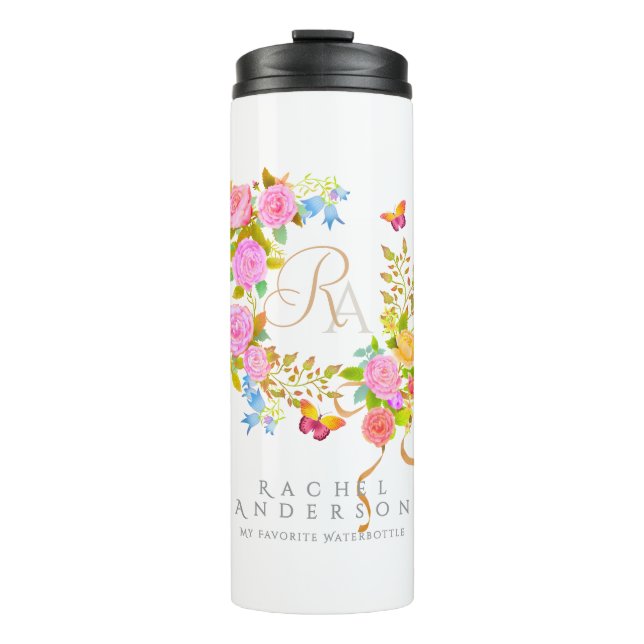 Romantics Blooming Garden Monogram  Thermal Tumbler (Front)