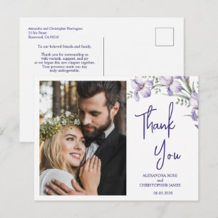 RomanticWatercolor Iris Garden Thank You Postcard