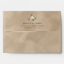Romantik Beige & Gold Velvet Wedding Envelope