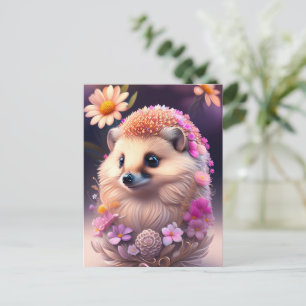 Romantik Igel mit Blumen Postcard
