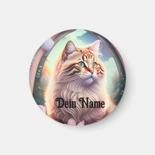 Romantik Katze mit Blumen Magnet