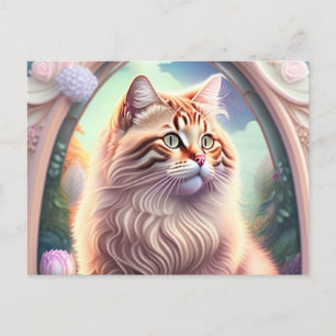 Romantik Katze mit Blumen Postcard