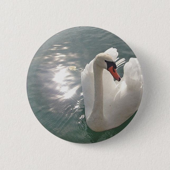 Romantischer weisser Schwan 6 Cm Round Badge (Front)