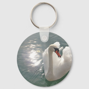 Romantischer weisser Schwan Key Ring