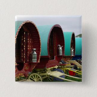 Romany gypsy caravans 15 cm square badge