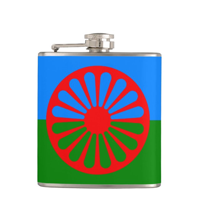 Romany Gypsy flag Hip Flask (Front)