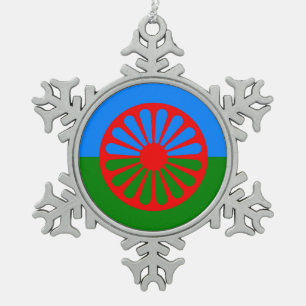 Romany Gypsy flag Snowflake Pewter Christmas Ornam Snowflake Pewter Christmas Ornament