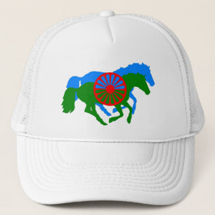Romany Gypsy flag text and horse Trucker Hat
