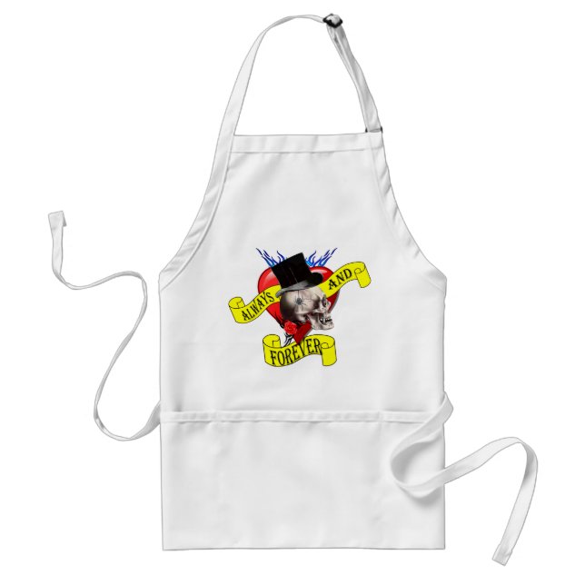 Romatic skull and heart tattoo design standard apron (Front)