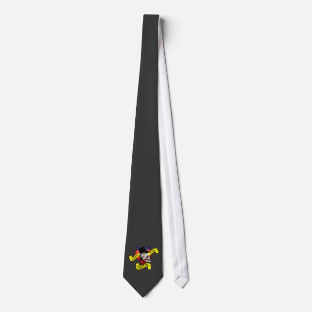 Romatic skull and heart tattoo design tie (Front)