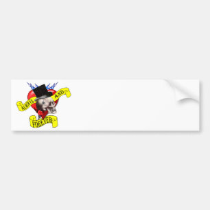 Romatic skull and Valentines love heart tattoo Bumper Sticker