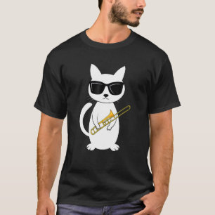 Rombone Mucisian Brass Instrument Rombonist Cat T-Shirt