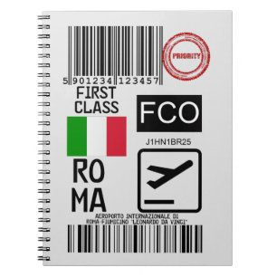 Rome airport travel tag notebook