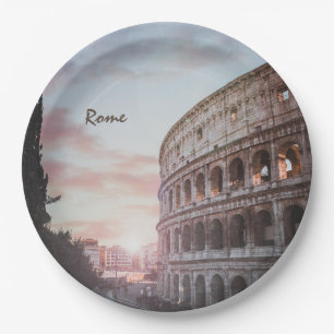 Rome Ancient Architecture sunset cityscape Paper Plate