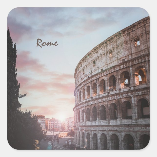 Rome Ancient Architecture sunset cityscape Square Sticker (Front)