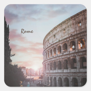 Rome Ancient Architecture sunset cityscape Square Sticker