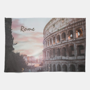 Rome Ancient Architecture sunset cityscape Tea Towel