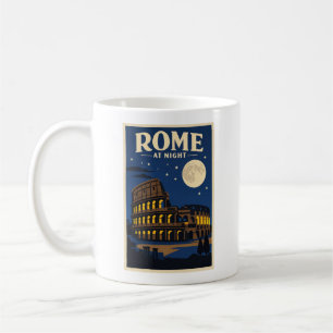 Rome at Night Poster Colosseum Moonlight Vintage Coffee Mug