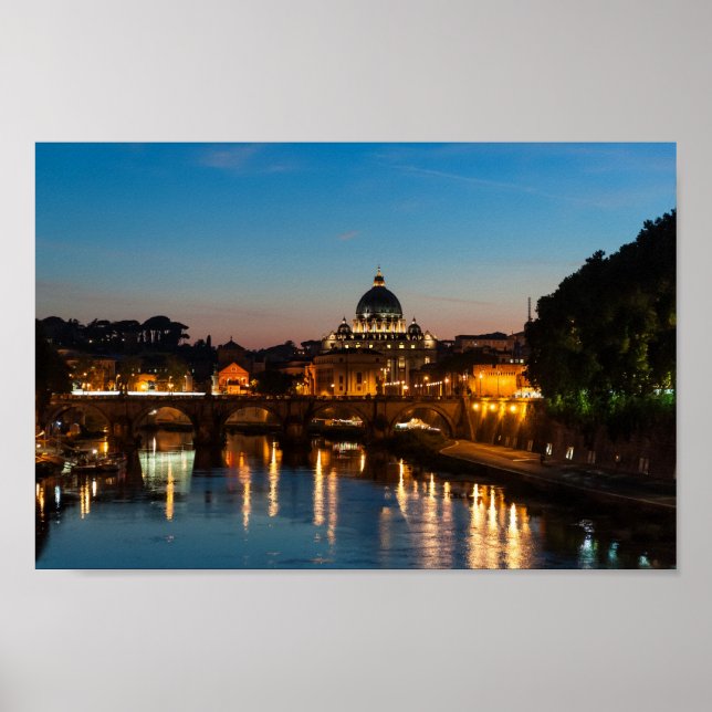 Rome by night poster, St Peter's and Vatican City Poster (Front)