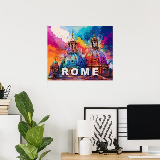 Rome Cathedral Domes - Colourful Abstract Art Prin Poster (Home Office)