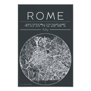Rome Circular City Map Poster Minimal Urban Poster