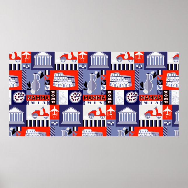 Rome city seamless decorative pattern design. Trav Poster (Front)