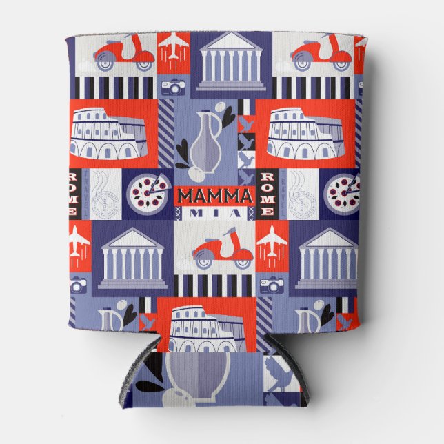 Rome city, travel-themed pattern. can cooler (Front)