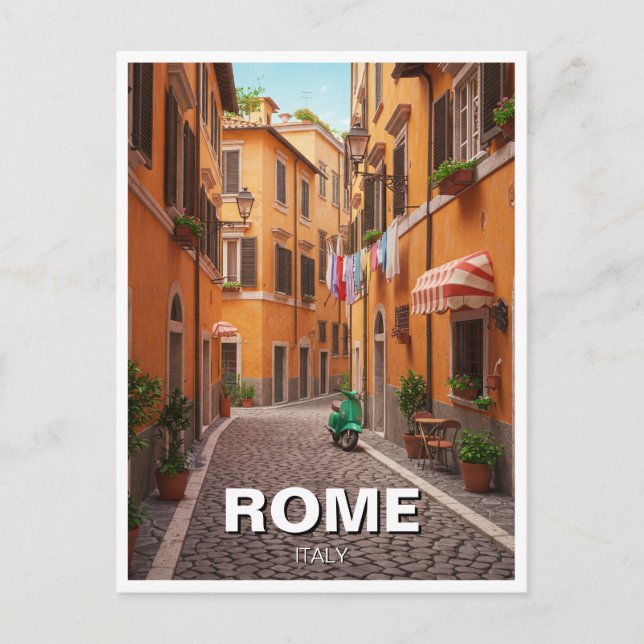 Rome Cobblestone street Italy Postcard (Front)
