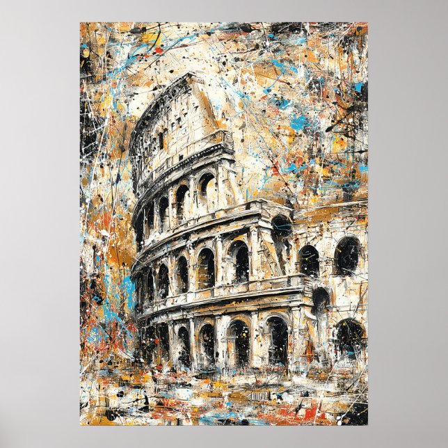 Rome Colosseum Abstract Drip Painting Poster (Front)