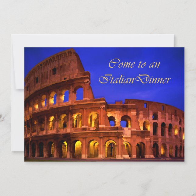 Rome Colosseum at Night Italian Dinner Invitation (Front)