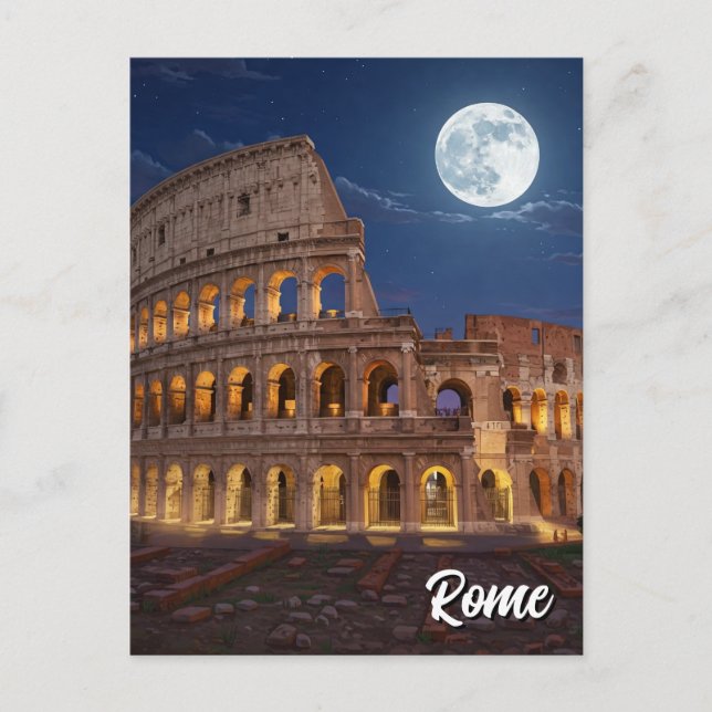 Rome Colosseum at Night Postcard (Front)