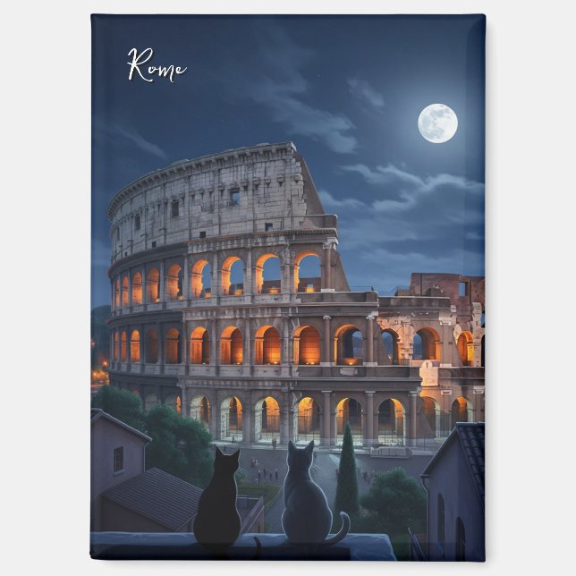 Rome Colosseum cats at Night Magnet (Front)