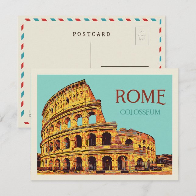 Rome colosseum illustration Italy Postcard (Front/Back)