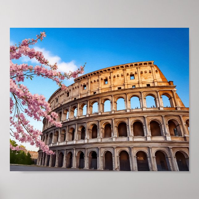 Rome Colosseum Italy Painted Poster (Front)