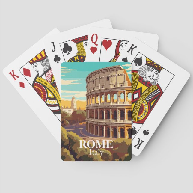 Rome Colosseum Italy Travel Illustration Playing Cards (Back)