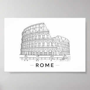 Rome Colosseum Minimalist Architecture Drawing Poster