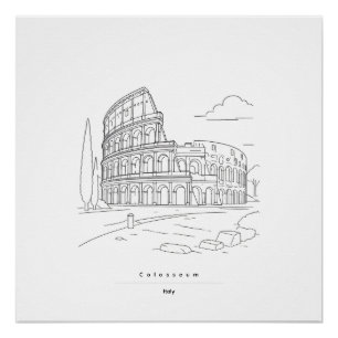 Rome Colosseum Minimalist Line Art Travel Poster