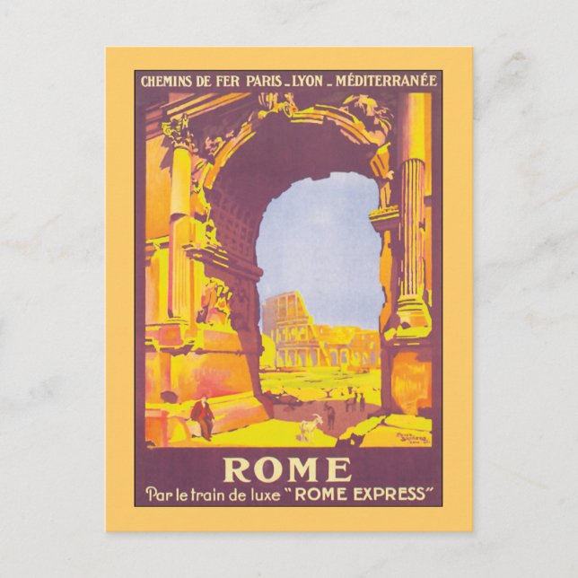 Rome Express Vintage Travel Poster Postcard (Front)