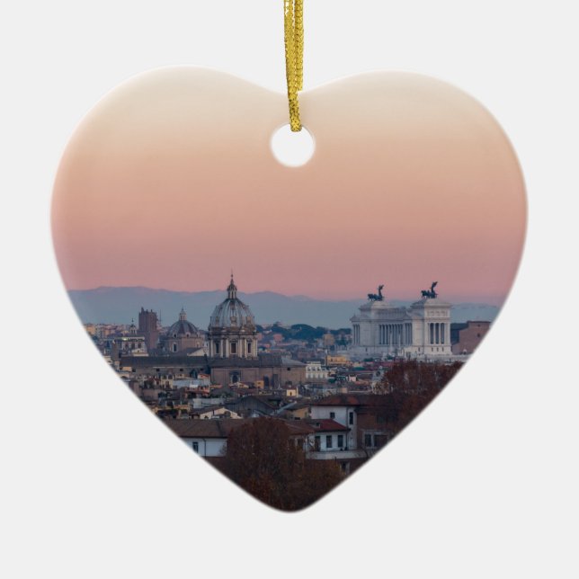Rome from Gianicolo panorama at sunset Ceramic Tree Decoration (Front)