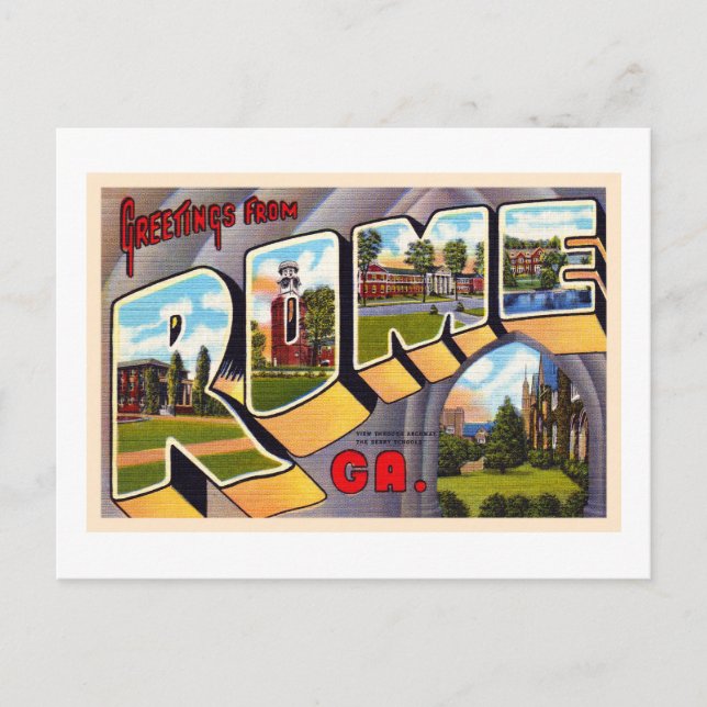 Rome Georgia GA Vintage Large Letter Postcard (Front)
