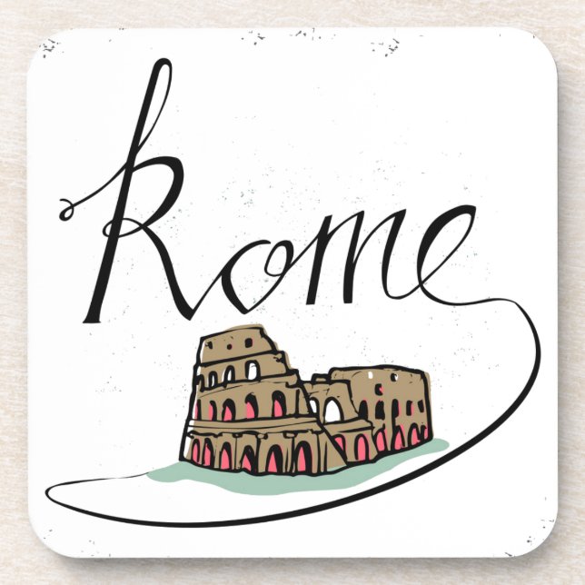 Rome Hand Lettered Design Coaster (Front)