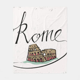 Rome Hand Lettered Design Fleece Blanket