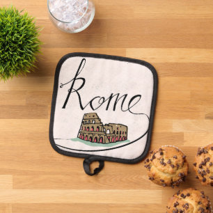 Rome Hand Lettered Design Pot Holder
