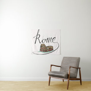 Rome Hand Lettered Design Tapestry