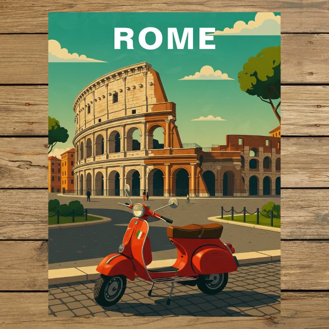 Rome Italy Ancient Colosseum & Vintage Scooter Postcard (Rome Italy Ancient Colosseum & Vintage Scooter Postcard
)