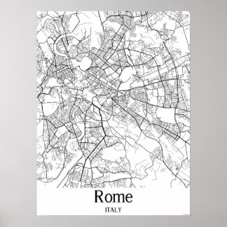 Rome Italy Black and White Europe City Map Poster