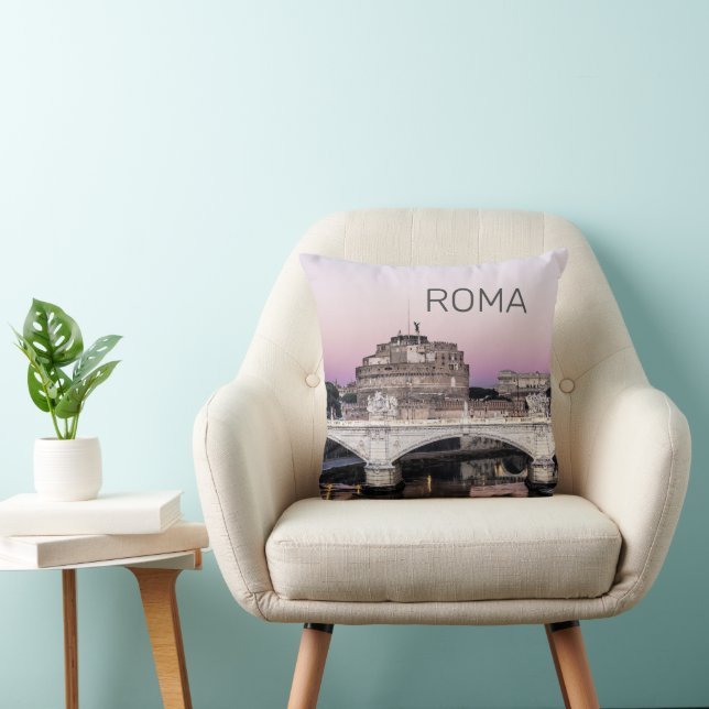 Rome Italy Castel Sant'Angelo Bridge Sunset Cushion (Chair)