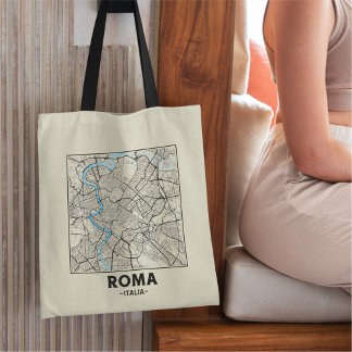 Rome, Italy, City Map Tote Bag