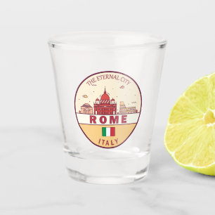 Rome Italy City Skyline Emblem Shot Glass